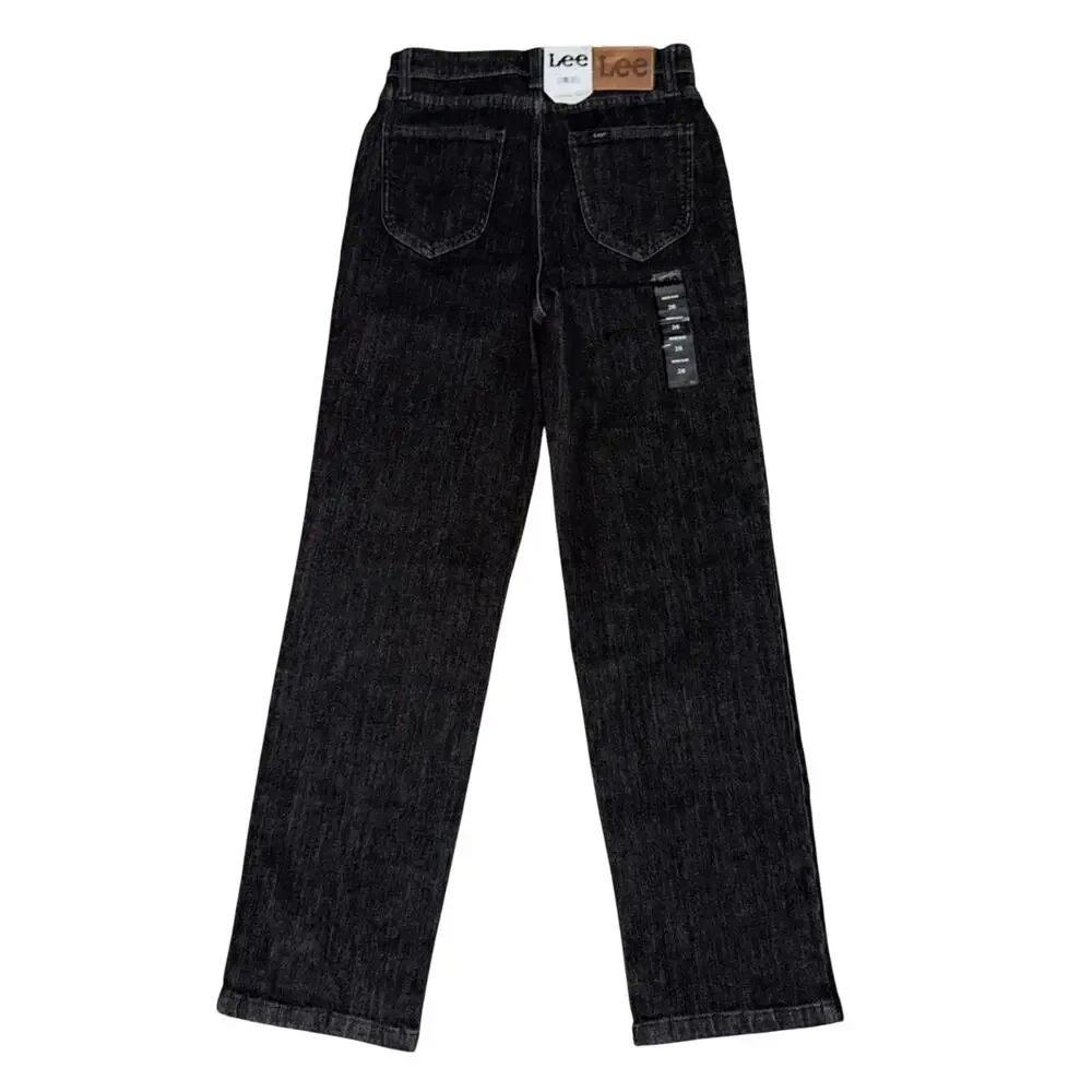 NEW LEE Vintage Modern Washed Black Denim High Rise Straight Ankle Jeans SZ 26